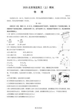 2025北京海淀高三（上）期末物理-试题