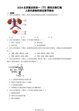 2024北京重点校初一（下）期末生物汇编：人体内废物的排出章节综合-答案