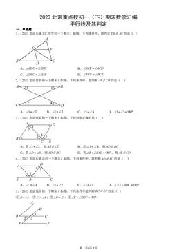 2023北京重点校初一（下）期末数学汇编：平行线及其判定-答案