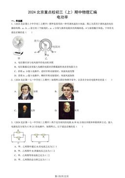 2024北京重点校初三（上）期中物理汇编：电功率-答案