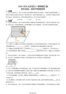 2022-2024北京初三一模物理汇编：学生实验：探究平面镜规律-答案