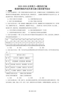 2023-2025北京高三一模历史汇编：晚清时期的内忧外患与救亡图存章节综合-答案-b005556a997e