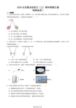 2024北京重点校初三（上）期中物理汇编：两种电荷1-答案