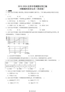 2015-2024北京中考真题化学汇编：对酸碱的初步认识（京改版）-答案