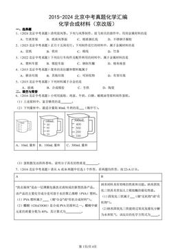 2015-2024北京中考真题化学汇编：化学合成材料（京改版）-答案