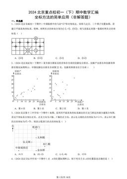 2024北京重点校初一（下）期中数学汇编：坐标方法的简单应用（非解答题）-答案