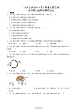 2023北京初一（下）期末生物汇编：生命活动的调节章节综合-答案