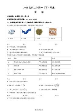 2023北京二中高一（下）期末化学（教师版）-答案