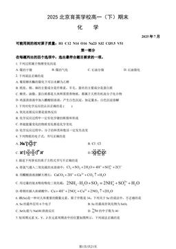2025北京育英学校高一（下）期末化学（教师版）-答案
