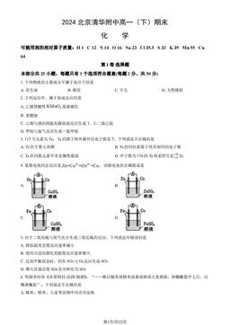 2024北京清华附中高一（下）期末化学（教师版）-答案