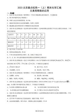 2023北京重点校高一（上）期末化学汇编：元素周期表的应用-答案