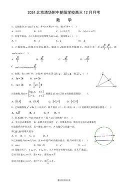 2024北京清华附中朝阳学校高三12月月考数学（教师版）-答案