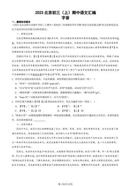 2023北京初三（上）期中语文汇编：字音-答案