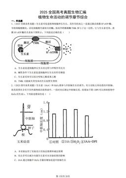 2025全国高考真题生物汇编：植物生命活动的调节章节综合-答案