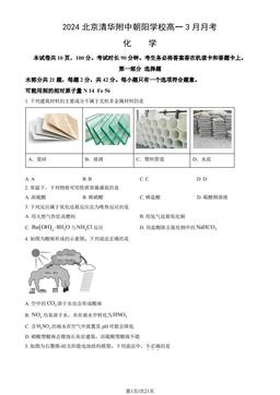 2024北京清华附中朝阳学校高一3月月考化学（教师版）-答案