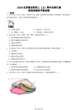 2024北京重点校初二（上）期中生物汇编：软体动物和节肢动物-答案