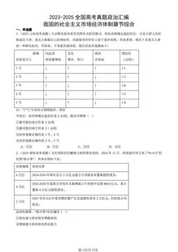 2023-2025全国高考真题政治汇编：我国的社会主义市场经济体制章节综合-答案-cf4260fdb38c