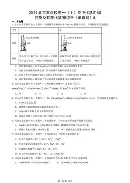 2024北京重点校高一（上）期中化学汇编：物质及其变化章节综合（单选题）5-答案
