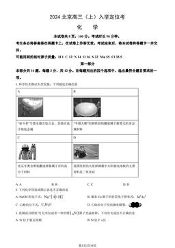 2024北京高三（上）入学定位考化学（教师版）-答案