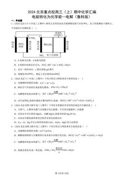 2024北京重点校高三（上）期中化学汇编：电能转化为化学能—电解（鲁科版）-答案