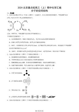 2024北京重点校高三（上）期中化学汇编：分子的空间结构-答案