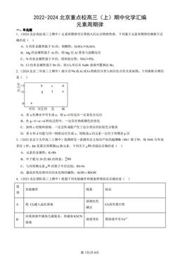 2022-2024北京重点校高三（上）期中化学汇编：元素周期律-答案