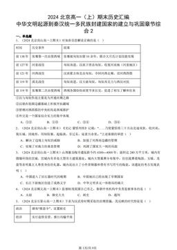 2024北京高一（上）期末历史汇编：中华文明起源到秦汉统一多民族封建国家的建立与巩固章节综合2-答案
