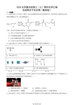 2024北京重点校高三（上）期中化学汇编：合成高分子化合物（鲁科版）-答案