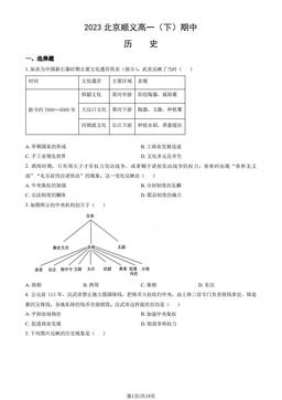 2023北京顺义高一（下）期中历史（教师版）-答案