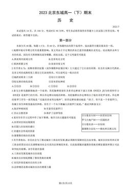 2023北京东城高一（下）期末历史（教师版）-答案-e7a184a433f5