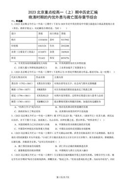 2023北京重点校高一（上）期中历史汇编：晚清时期的内忧外患与救亡图存章节综合-答案