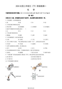 2024北京二中初三（下）阶段检测一化学（教师版）-答案