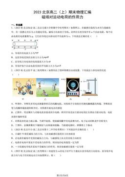 2023北京高二（上）期末物理汇编：磁场对运动电荷的作用力-答案