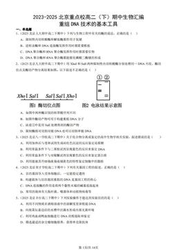 2023-2025北京重点校高二（下）期中生物汇编：重组DNA技术的基本工具-答案