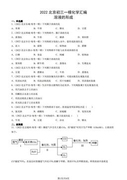 2022北京初三一模化学汇编：溶液的形成-答案