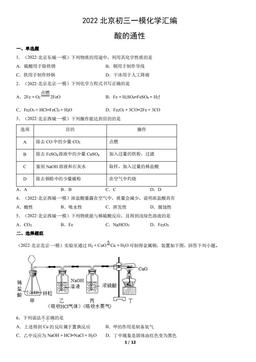 2022北京初三一模化学汇编：酸的通性-答案