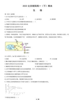 2022北京朝阳高一（下）期末生物（教师版）-答案