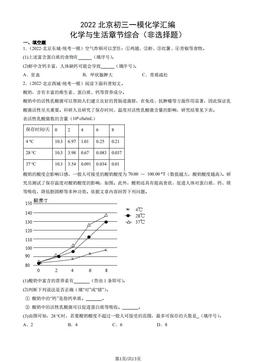 2022北京初三一模化学汇编：化学与生活章节综合（非选择题）-答案