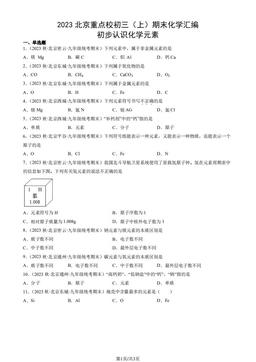 2023北京重点校初三（上）期末化学汇编：初步认识化学元素-答案