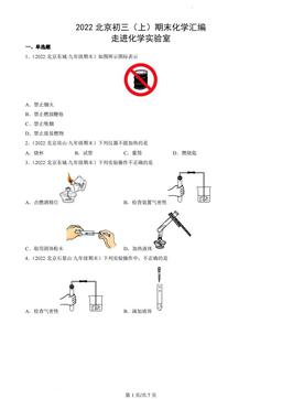 2022北京初三（上）期末化学汇编：走进化学实验室-答案