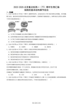2023-2025北京重点校高一（下）期中生物汇编：细胞的基本结构章节综合-答案