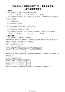 2022-2024北京重点校初三（上）期末化学汇编：化学与生活章节综合-答案