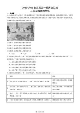 2023-2025北京高三一模历史汇编：三国至隋唐的文化-答案-85fdd6a1eb8a