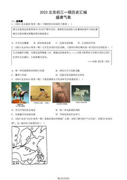 2023北京初三一模历史汇编：盛唐气象-答案