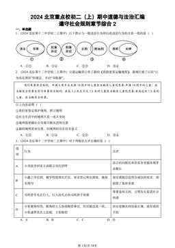 2024北京重点校初二（上）期中道德与法治汇编：遵守社会规则章节综合2-答案