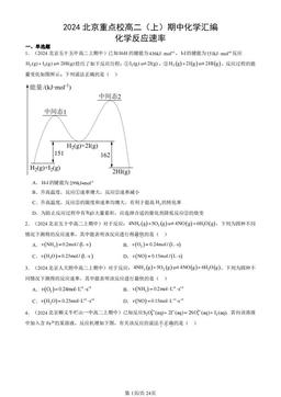 2024北京重点校高二（上）期中化学汇编：化学反应速率-答案