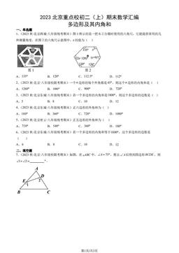 2023北京重点校初二（上）期末数学汇编：多边形及其内角和-答案