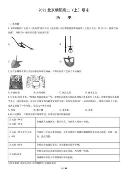 2022北京朝阳高二（上）期末历史（教师版）-答案-5aa638e02a7f