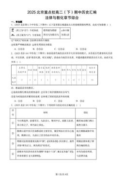 2025北京重点校高二（下）期中历史汇编：法律与教化章节综合-答案