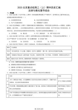 2023北京重点校高二（上）期中历史汇编：法律与教化章节综合-答案-585a8be43632